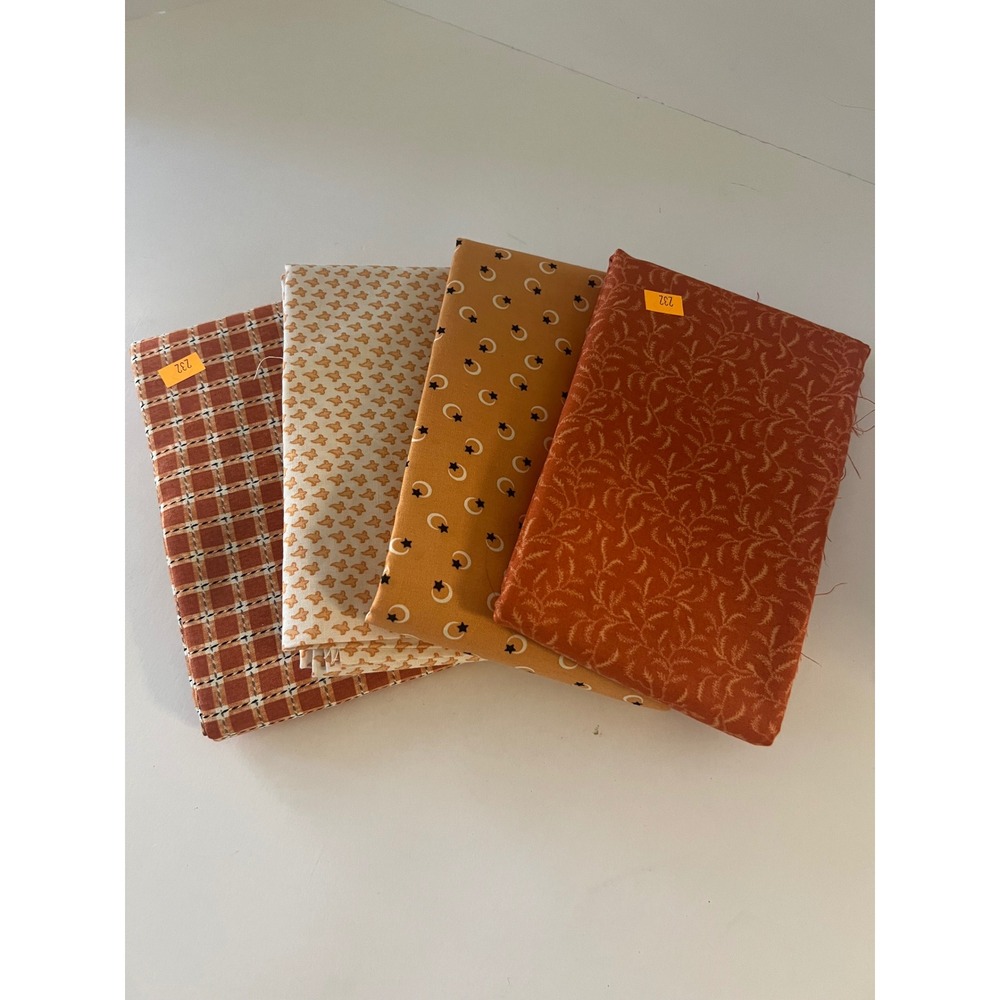 Pack of 4 Orange Midnight Moon Andover Fabric 44" x 1 yd each